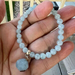 Aquamarine Gemstone Bracelet, Stretch Bracelet,Womens and Mens Bracelet